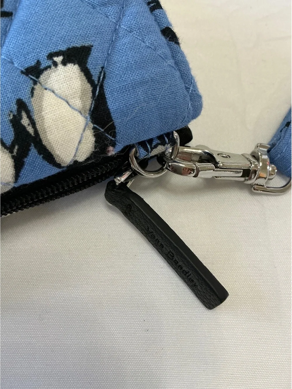 Vera Bradley Blue Quilted Wristlet Wallet with Penguin Print